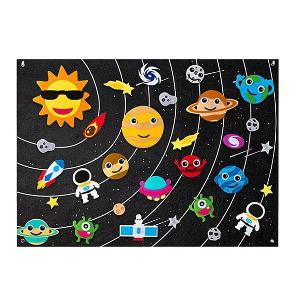 Barneleker,migaven Farm Toys,farm Animal Space Flight Filt Story Board Set,tidlig læring Interaktiv lek black Space