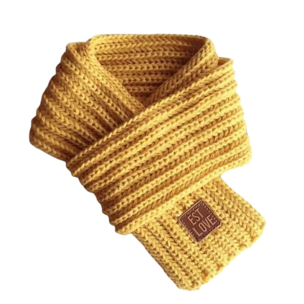Barn Vinterhalsduk Tjock Enfärgad Stickad Mjuk Hög Elasticitet Håll Varm Pojkar Och Flickor Lätt Halsduk För Dagligt Bruk One Size Yellow