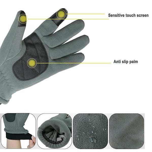Fleece Termiska Handskar Höst Och Vinter Utomhus Herr Och Dam Termiska Handskar Pekskärm Handskar XS