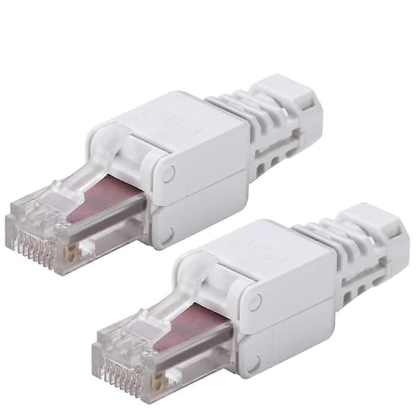 2 stk. RJ45 Værktøjsfri Stik UTP Netværksstik, Værktøjsfri til CAT5/5E CAT6/6A Solid Stranded Ethernet Kabel