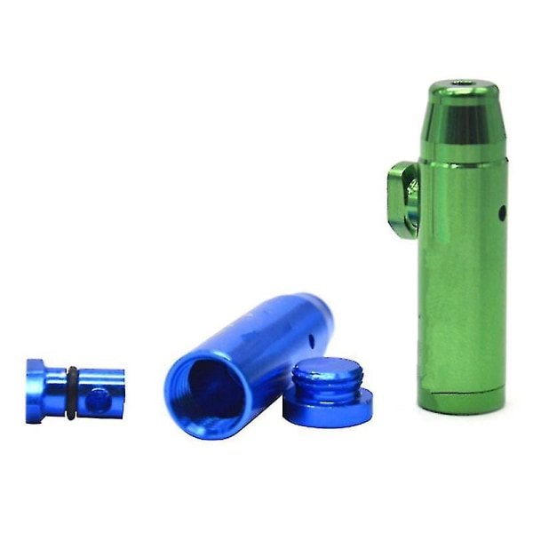 Metal Flat Bullet Rocket Sniffer Snorter Sniffer Dispenser Blue