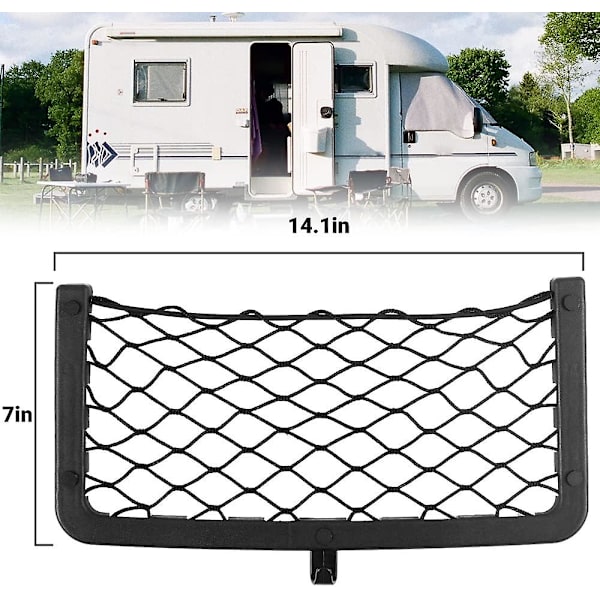 Förvaringsnät för husbilar, 4-pack Lastnät Bilförvaringsnät Husbil Van Förvaringslösningar med Plastram Elastiskt Nätväska Organiserare Fick (36 * with 4 Hooks