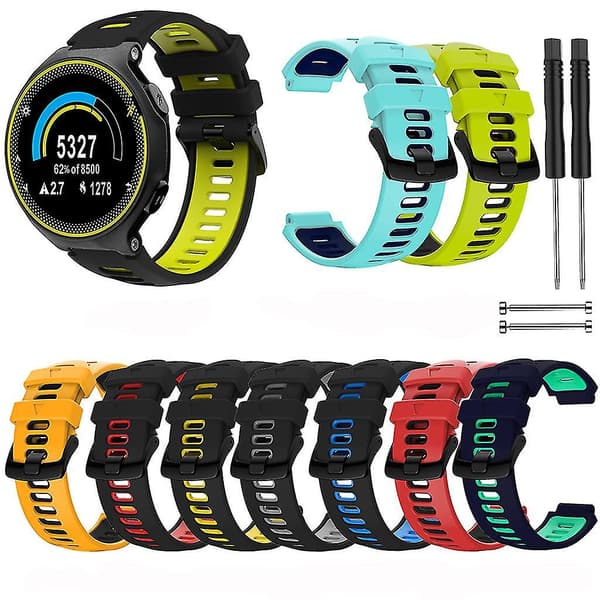 Silikonrem for Garmin Forerunner 735xt Holdbar klokkestropp Myk håndleddsstropp Teal Black