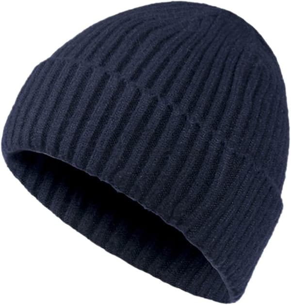 Vinterhattar för män i ull, stickad mössa, varm, baggy mössa Blue