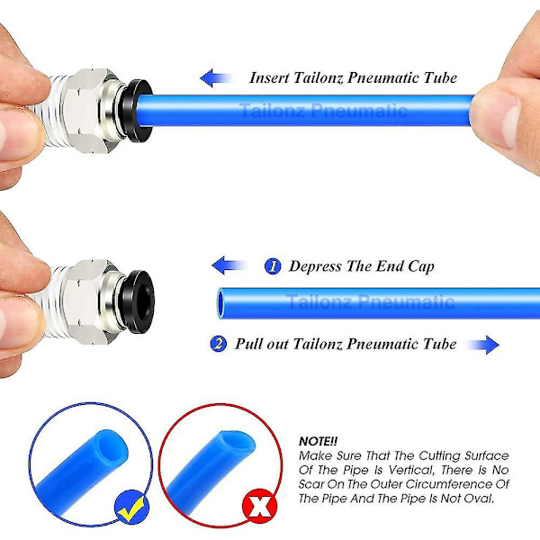 Yaju pneumatisk albue og lige rør kombination 1/4\" rør Od x 1/2\" Npt gevind trykforbindelsesfitting 6mm (4stk)
