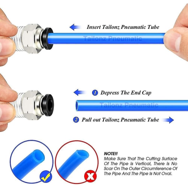 Yaju pneumatisk albue og rett rør kombinasjon 1/4\" rør Od X 1/2\" Npt gjenge push-in kobling 6mm (4stk)