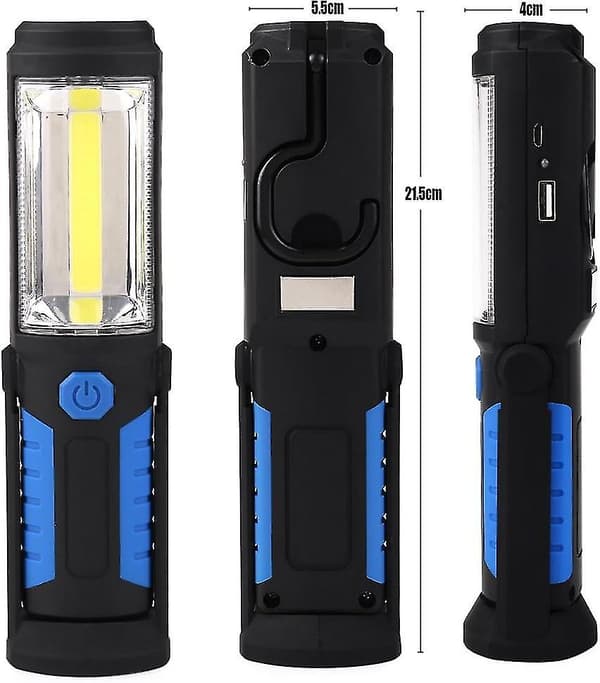 Led-arbejdslys, trådløs, magnetisk - Genopladelig lommelygte til udendørs camping (blå)
