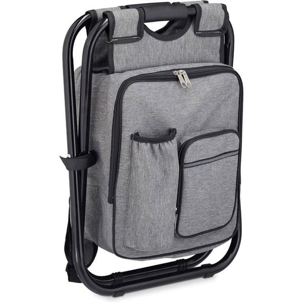 Campingkrakk med veske, sammenleggbar, bærbar, lett og solid, polyester, 43 x 35 x 29 cm, grå