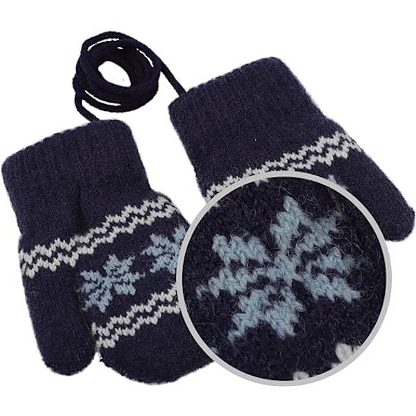 Baby Toddlers Varm Vantar Magic Stretch Vantar Handskar på Snöre Pojkar Flickor Stickade Vantar Tjockna Fleece Foder Nyfödda Vantar Full Finger Vantar