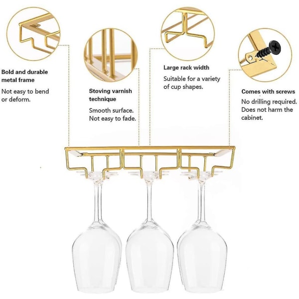 3 rækker vinstativ under skabet til opbevaring af vinglas i jern