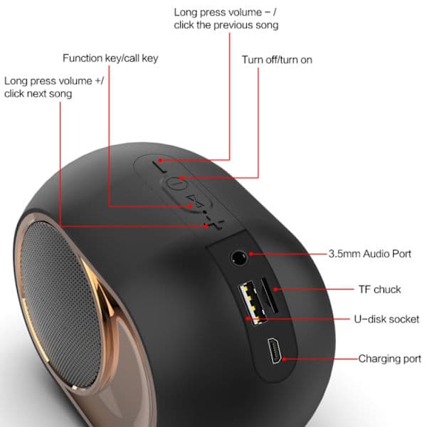 SALG Bluetooth-høyttaler 5W subwoofer – X6 rød rød