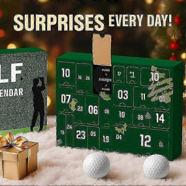 2026 Golf Julekalender, 24 Dage med Golfoverraskelser, Bærbart Værktøjssæt - Julegave til Far