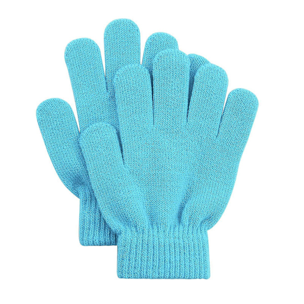 Sinknap 1 par barnehansker med full fingre, vaskbare, komfortable å ha på, elastiske, vindtette, termiske votter i akryl for utendørs bruk Sky Blue