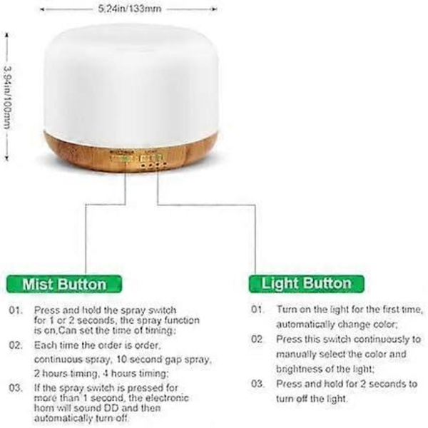 300ML EU Standard Eterisk Oljediffuser, Ultralyd Luftfukter Aromaterapi Diffuser med 7 farger LED Aromaterapi Lys