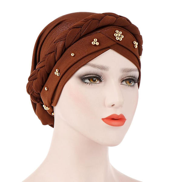 Turbanmössa Bra Elastiskt Modeaccessoar Mjölksilke Ingen Brätte Twist Beanie Huvudduk För Kvinnor