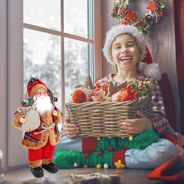 Traditionel Stående Julemand Mini Rød Julepynt Ornament Dukke Figur Langt Skæg Til Vindue Bord Pejs Julepynt
