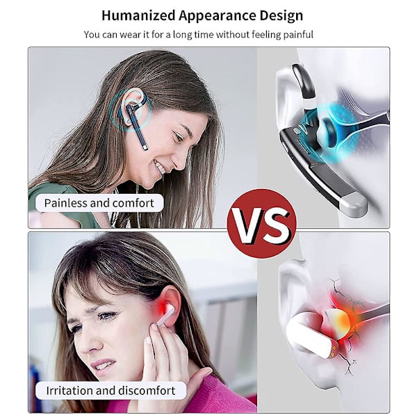 Bluetooth-headset - Trådlöst headset med mikrofon, Bluetooth-hörlurar för mobiltelefon/dator/surfplatta/bärbar dator