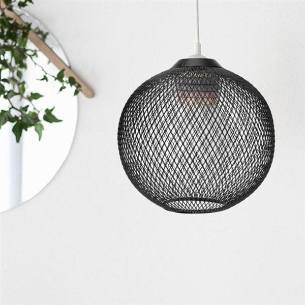 1/2/3/5 Metal Pendel Lampskærm Smedejern Wire Lampskærm f Black Round