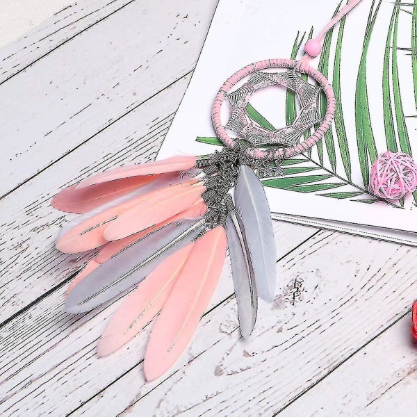 Dream Catcher Car Interior Rearview Mirror Hanging Decor Handmade Grids Nature Feather Small Boho Car Charms Pendant