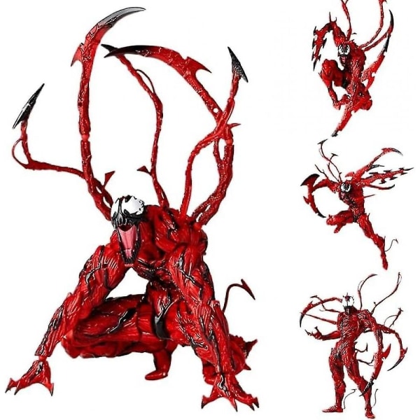 Carnage Actionfigur, Röd Venom Leksak, 7-tums Carnage Actionfigur Samlarobjekt Anime Staty Leksak för Barn och Vuxna.