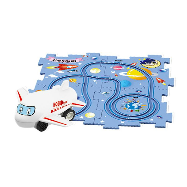Skinnebil Puzzel Legetøj Diy Samle Puslespil Fleksibel Jernbanespor Forældre-barn Interaktion Legetøj Elektrisk Spor Bil Puslespil Legetøj Gaver White car puzzel