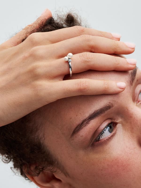 Pandora - Duo Ring med behandlade sötvattensodlade pärlor - Sterlingsilver Circumference: 52mm