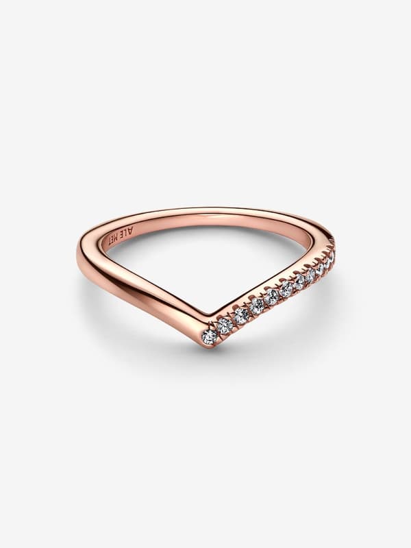 Pandora - P Timeless Wish Halvglittrande Ring - 14k roséguldplätering Circumference: 54mm