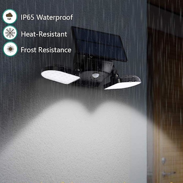 Udendørs solcellelamper, 56 LED solcellelamper udendørs bevægelsessensor sikkerhedslamper solcelledrevne væglamper spotlights vandtæt 360 graders justerbar