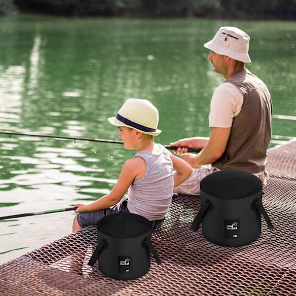Hopfällbar hink - Fällbar campingförvaringsbehållare hopfällbar hink bärbar lätt hink för camping resor fiske båtliv och trädgårdsskötsel Black 20L