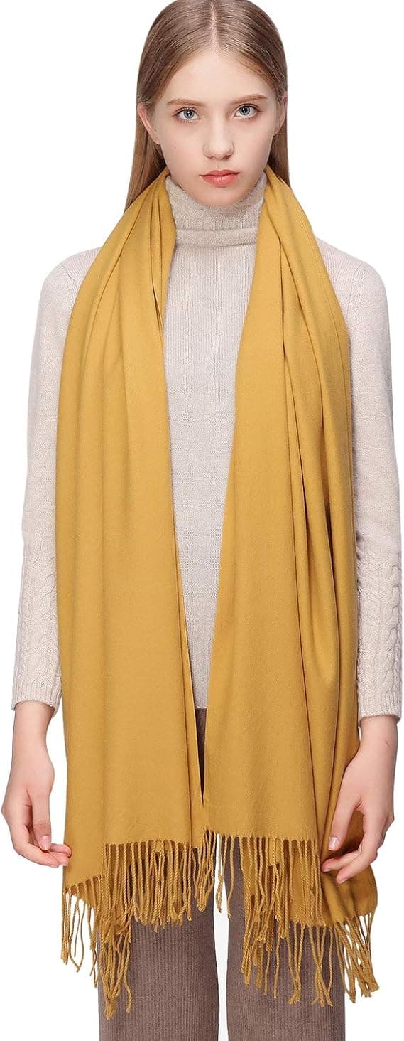 Dames Sjal Pashmina Sjal og Wraps for Bryllup Sjal for Kvinner Vinter (Sennep)