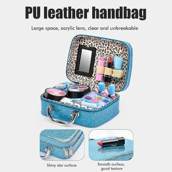 Frozen Tema Vaskbar Makeuptaske Makeup Legetøj Kuffert Julegave Fødselsdagsgave Sæt Pige 27pcs