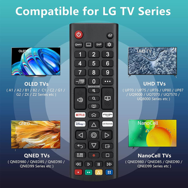 Universal Fjärrkontroll för LG Smart TV Fjärrkontroll Alla modeller Lg Lcd Led Hdtv Uhd 3D 4K Universal Tv Fjärrkontroll Lg AKB75095308 AKB75095307