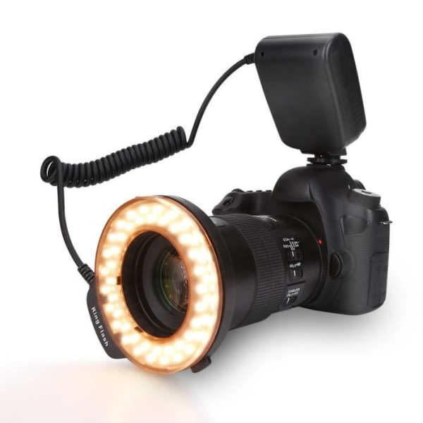 Ringblitslys - Bærbar 48 LED-ringblitslys Linseadapterringesett for Canon for Nikon, for Fuji, for Pentax, for