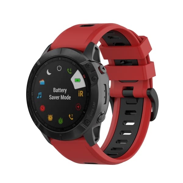 Garmin Fenix 5/6 ranneke Silikon Musta punainen Black/red