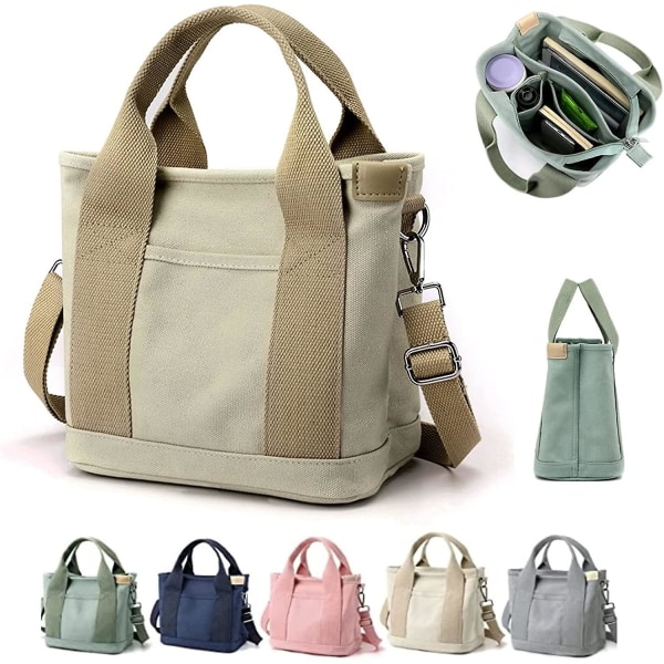 2024 Ny Stor Kapasitet Multi-lomme Håndveske Dame Lærred Tote Vesker Crossbody Bag Vintage Tote Vesker For Skole College
