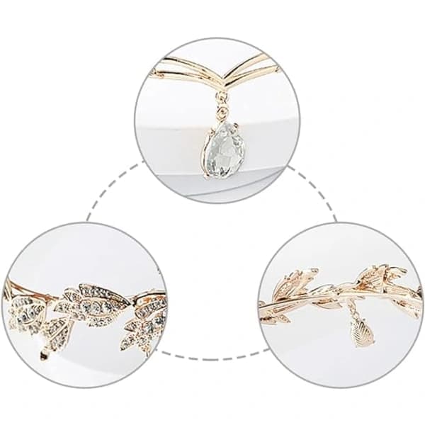 Gudinne-hodeplagg, fe-prinsesse-tiara, krystall-rhinestone-bryllupshodebånd, krystallperle-hårbånd for brud, brudepiker, jenter (gull)