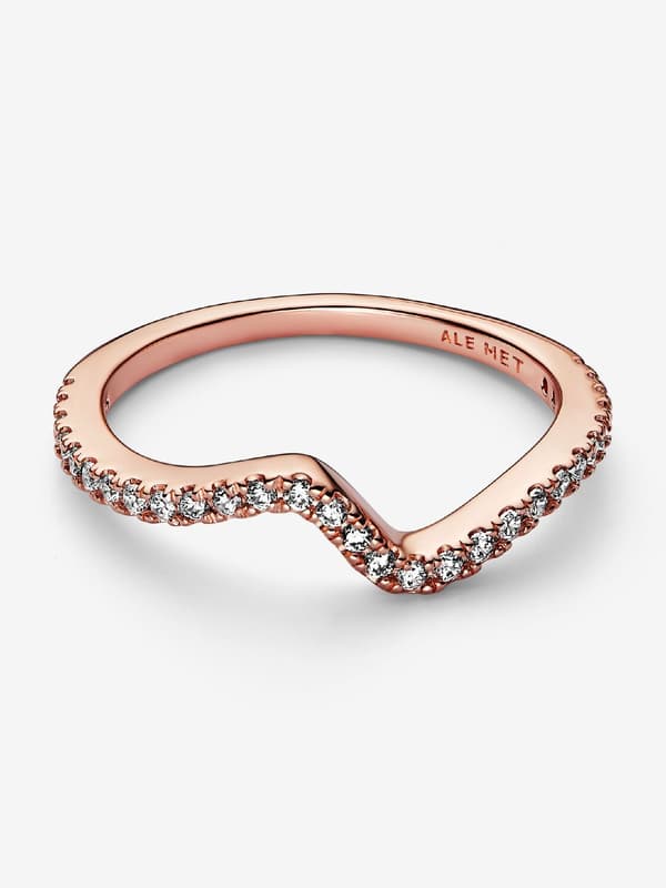 Pandora - Glitrende Bølge Ring - 14k rosegullforgylling Circumference: 54mm