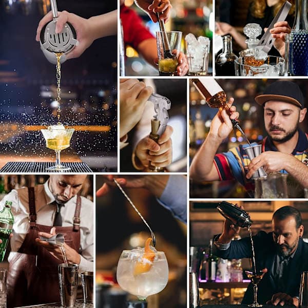 Cocktail Shaker Sæt med Stativ, 750 ml, 12-Dele Professionelt Cocktail Sæt til Drinksblanding, Gaver til Cocktailelskere