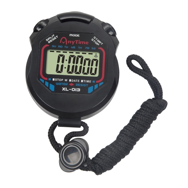 Profesjonell digital stoppeklokke Timer, håndholdt LCD-kronograf vanntett stoppeklokke med alarmfunksjon for treningstrenere og dommere