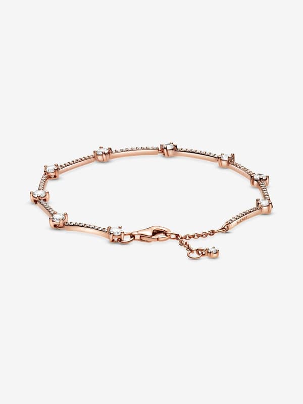 Pandora - Sparkling Pavé Bars Armbånd - 14k rosaguld plating 7.9in/20cm