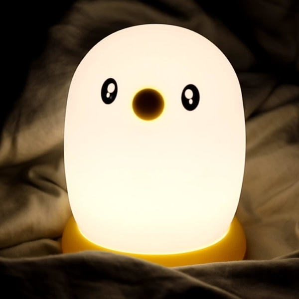Uppladdningsbart Led Nattljus För Barn, 7 Färger Kawaii Panda/fågel Silikon Touch Baby Nattljus, Timer Funktion Sänglampa Cute Bird