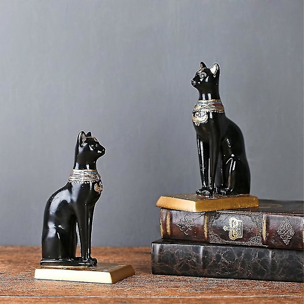 2 st Retro Resin Egyptisk Katt Bokstöd Studiorum Dekor