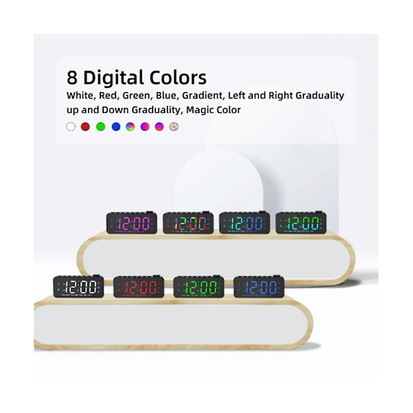 Rgb Digital Alarm Clock Radio, Dobbelt Alarm Med Ugedag/weekend Tilstand, Snooze, Fm Radio Sleep Timer,