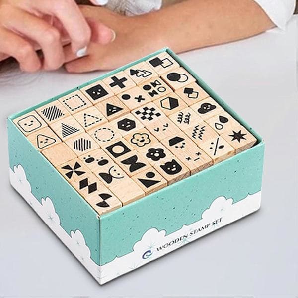 Geometriskt djurstämpelleksaksset, set med 42 klippbokstillbehör