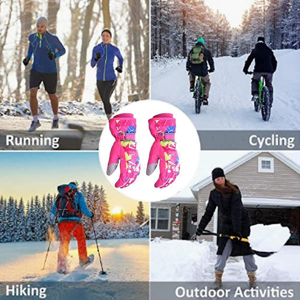 Unisex Vandtætte Vindtætte Vinter Varme Snowboard Ski Handsker L Rose red