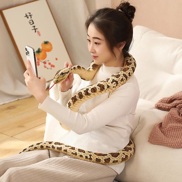 Sjovt tegneserie slange plyslegetøj 200cm Yellow Snake