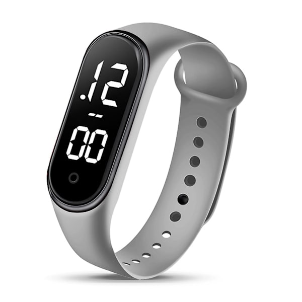 Elektronisk ur Børn LED Digitalt Sportsur Fashionable Nøjagtig Tidsregistrering Klar Læsning Ur Grey