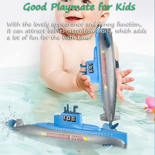 Wind-up Diver Ubåt Bath Toy, Funny Simning Frogman Pigboat Scuba Diver Sub Bathtub Toy Clockwork Ubåt Tub Toy Dykare Vattenleksak för barn (div Submarine 1