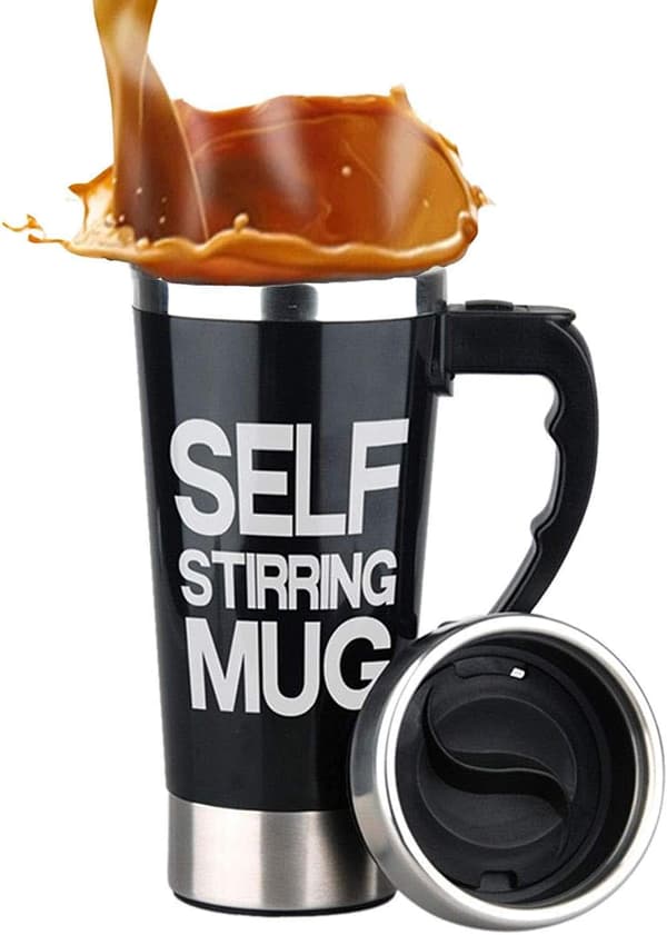 Selvrørende blandekop i rustfrit stål, 450 ml, Sort