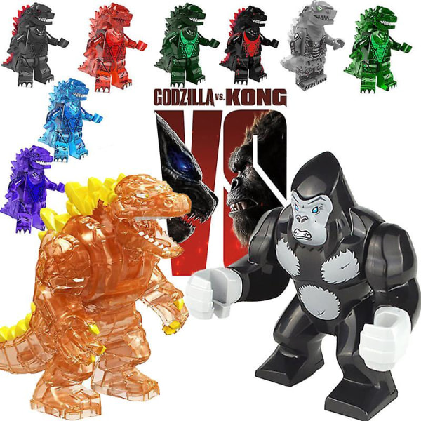 King Kong Vs. Godzilla Set Små Partiklar Barn Montering Byggsten Leksak Dekoration A